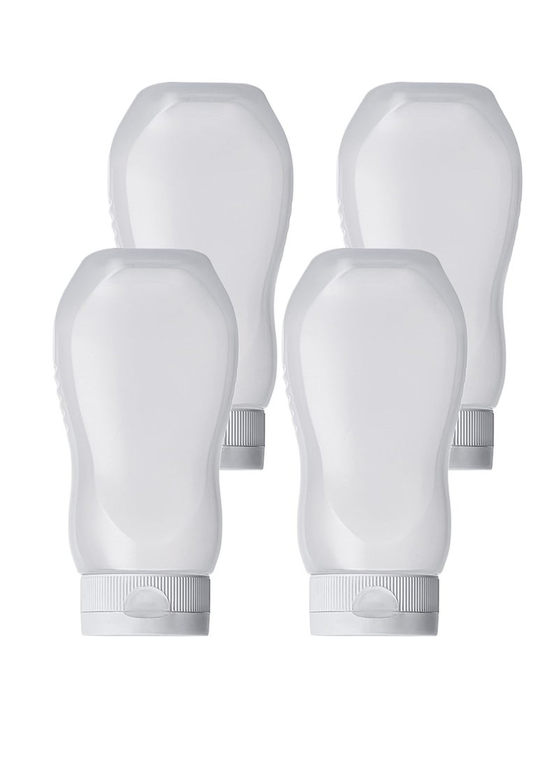 Excefore زجاجات ضغط، 4 قطع زجاجات ضغط بلاستيكية لتوابل الصلصات، زجاجات ضغط للتوابل، زجاجات كاتشب خالية من BPA، زجاجات ضغط واضحة للتوابل، للصلصات الحارة، صلصة الشواء، الزيت - Image 1