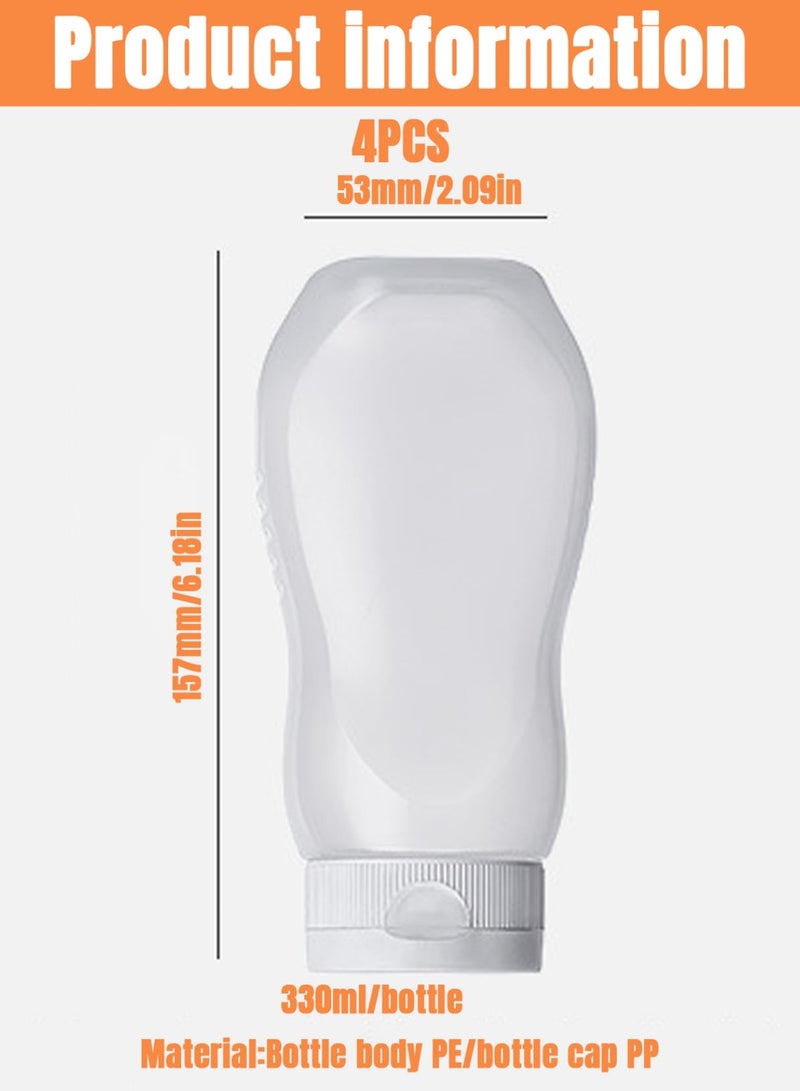 Excefore زجاجات ضغط، 4 قطع زجاجات ضغط بلاستيكية لتوابل الصلصات، زجاجات ضغط للتوابل، زجاجات كاتشب خالية من BPA، زجاجات ضغط واضحة للتوابل، للصلصات الحارة، صلصة الشواء، الزيت - Image 4