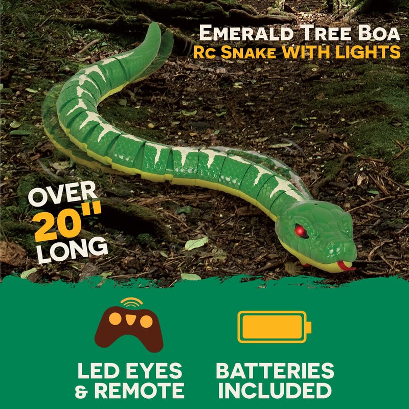 Terra by Battat - RC Emerald Tree Boa Snake Robot with LED Eyes & Realistic Movement - Lifelike Fake Snake Toy with Infrared Controller, Batteries Included - Educational Fun for Kids Ages 6+ - Image 2