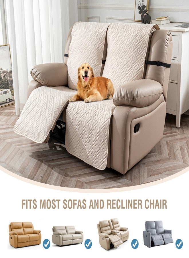 Genina أغطية أريكة استرخاء مقاومة للماء، توفر حماية كاملة، أغطية أريكة استرخاء لشخصين، أغطية أريكة مانعة للانزلاق، قابلة للغسل، واقيات أثاث، غطاء أريكة استرخاء للأطفال والحيوانات الأليفة (بيج) - Image 4