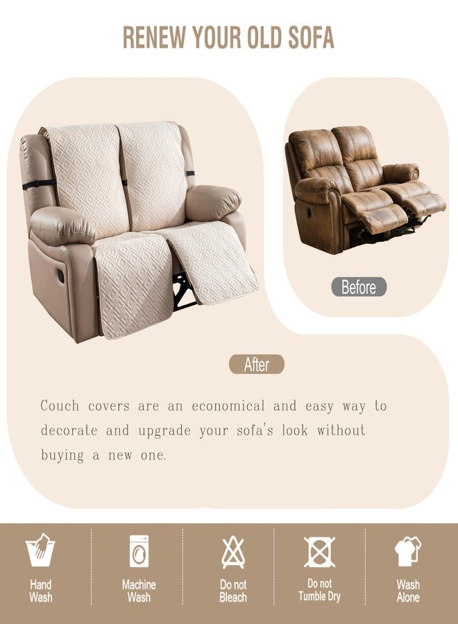 Genina أغطية أريكة استرخاء مقاومة للماء، توفر حماية كاملة، أغطية أريكة استرخاء لشخصين، أغطية أريكة مانعة للانزلاق، قابلة للغسل، واقيات أثاث، غطاء أريكة استرخاء للأطفال والحيوانات الأليفة (بيج) - Image 3