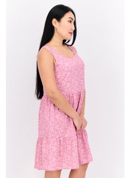 Swiss Alps Women Floral Print Tired Dress, Pink  - Image 2