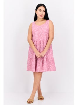 Swiss Alps Women Floral Print Tired Dress, Pink  - Image 4