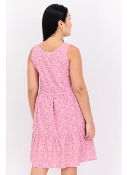 Swiss Alps Women Floral Print Tired Dress, Pink  - Image 3