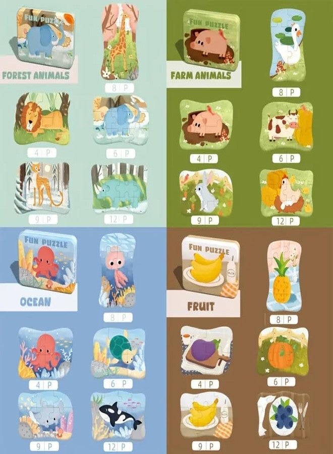 WUDLY Wooden Animal Jigsaw Puzzles for Kids with Metal Box | Montessori Educational Toy | Early Learning Puzzle Game for Toddlers | Farm Animal Brain Booster Gift for Age 2 3 4 5 Years - Image 3