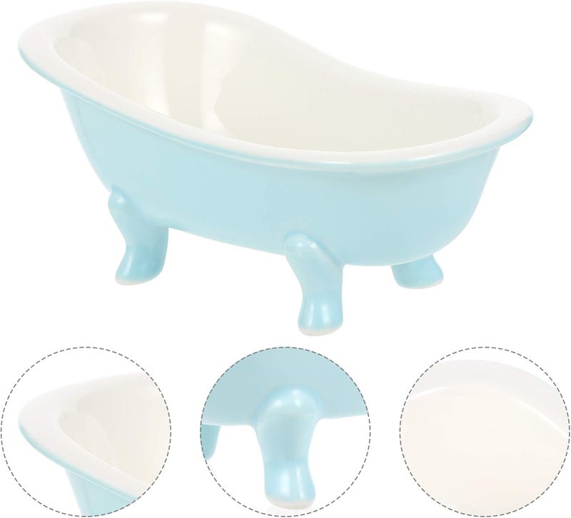 Hemoton Blue Ceramic Dessert Bowls Bathtub Shape Food Serving Bowl Reusable Ice Cream Bowl Household Candy Bowl Dish Appetizer Bowls for Home Restaurant - Image 3
