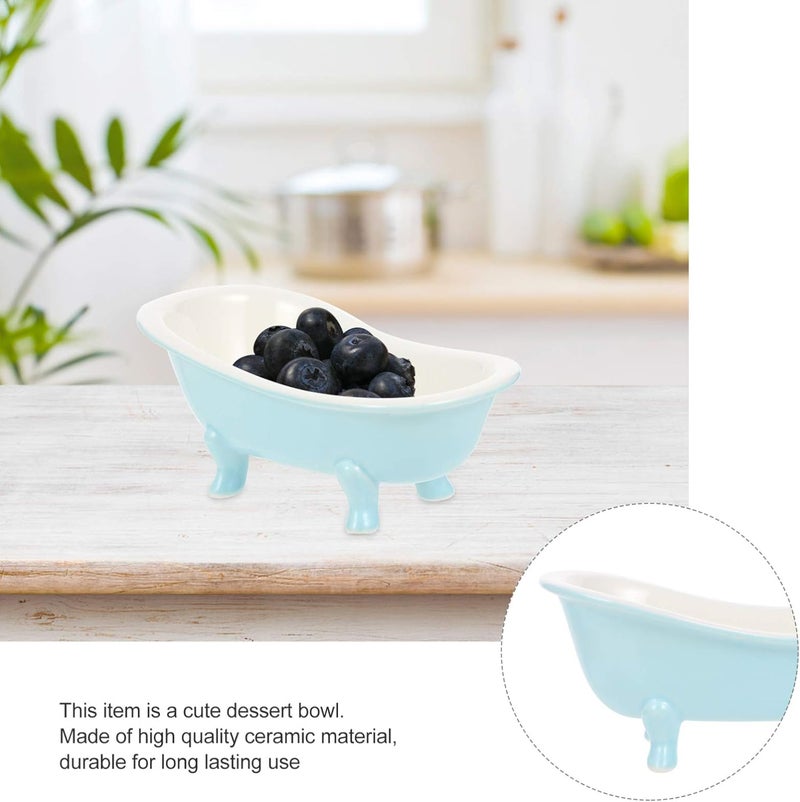 Hemoton Blue Ceramic Dessert Bowls Bathtub Shape Food Serving Bowl Reusable Ice Cream Bowl Household Candy Bowl Dish Appetizer Bowls for Home Restaurant - Image 4