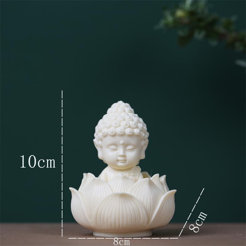 MAAGHI Lotus Baby Buddha Statue for Tranquil Spaces Ideal for Home Office Desk Car Dashboard Decoration White Pack of 1 - Image 2