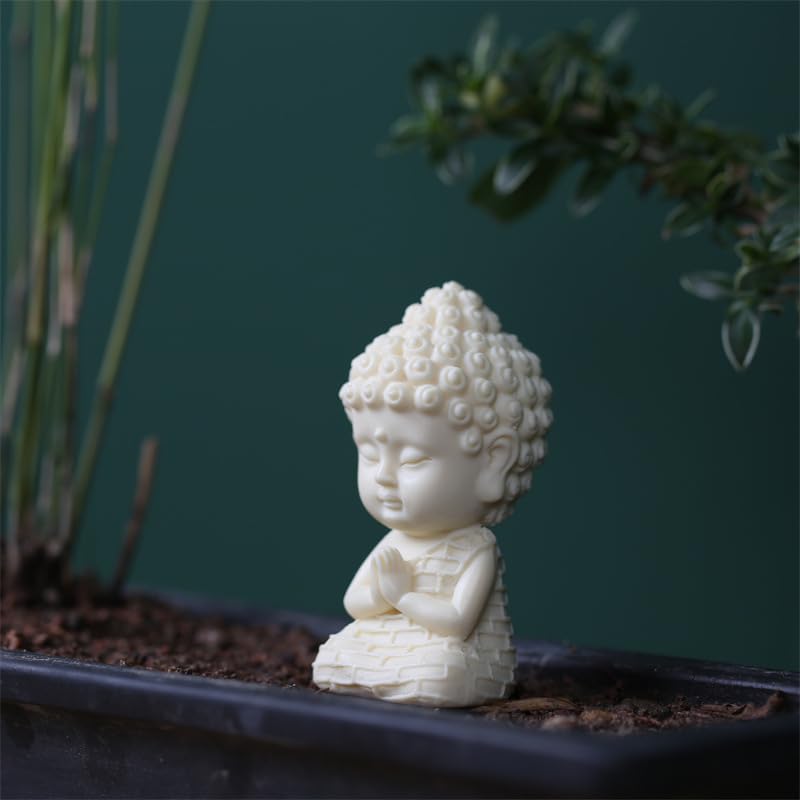 MAAGHI Lotus Baby Buddha Statue for Tranquil Spaces Ideal for Home Office Desk Car Dashboard Decoration White Pack of 1 - Image 5