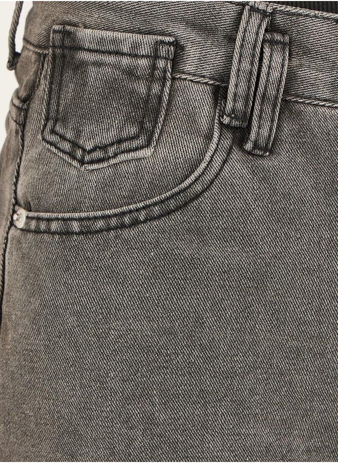 Styli - High Rise Wide Leg Faded Jeans - Image 1