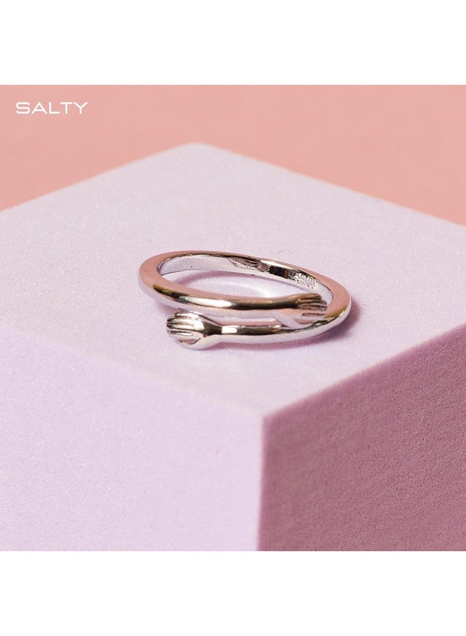 Salty Salty Cute Promise Hug Ring for Women & Girls | Stainless Steel Finger Rings | Adjustable | Women's Stylish Accessories | Diwali, Birthday, Anniversary & Special Occassion Gift | Everyday Wear - Image 3