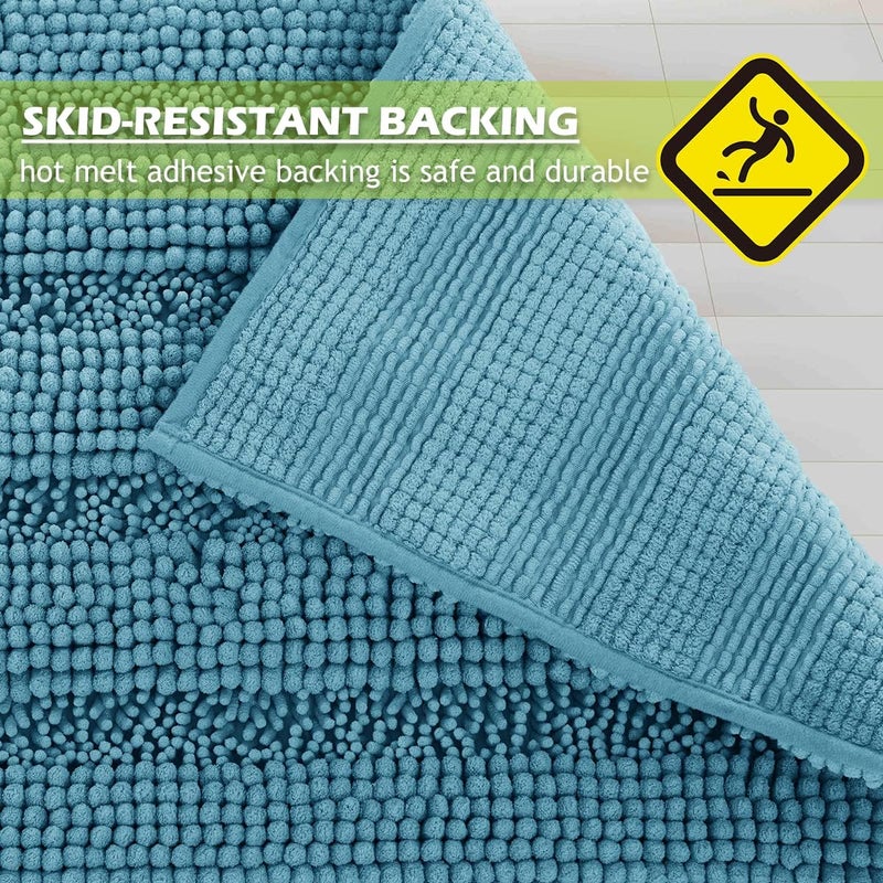 KGORGE Large Bathroom Rugs - Extra Soft Bath Mat Water Absorbent Non-Slip Thick Shaggy Shower Carpet for Tub Kitchen Toilet Door Way, Bluish Green, 60" x 24", 1 Pc - Image 2