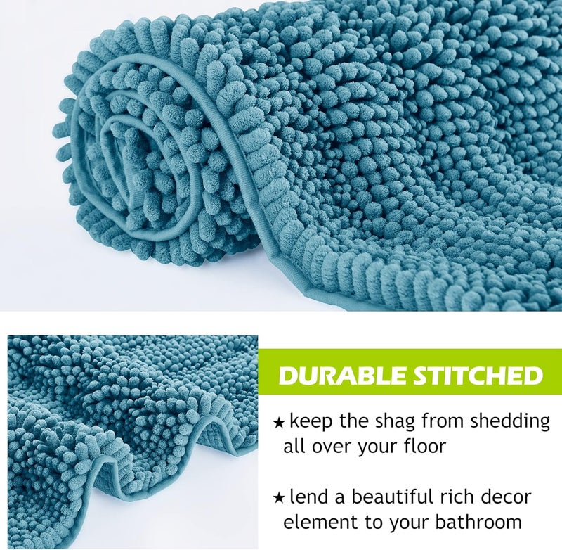 KGORGE Large Bathroom Rugs - Extra Soft Bath Mat Water Absorbent Non-Slip Thick Shaggy Shower Carpet for Tub Kitchen Toilet Door Way, Bluish Green, 60" x 24", 1 Pc - Image 5