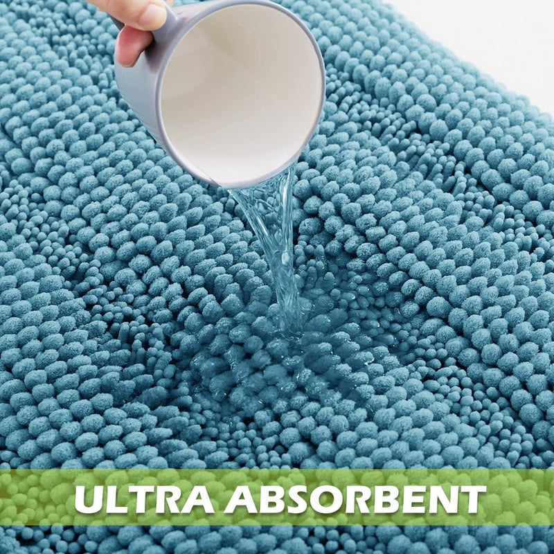 KGORGE Large Bathroom Rugs - Extra Soft Bath Mat Water Absorbent Non-Slip Thick Shaggy Shower Carpet for Tub Kitchen Toilet Door Way, Bluish Green, 60" x 24", 1 Pc - Image 4