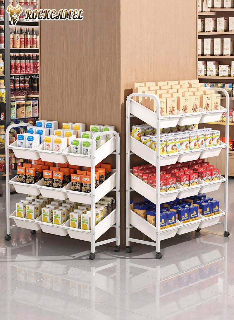 ROCKCAMEL Multi-Bin Toy Organizer, 4-Tier Shelves Kids Toy Storage Organizer with 12 Removable Storage Bins, Large Capacity Kids Storage Shelf, Movable & Space-Saving Design for Kids Room Nursery Playroom (89*33*117cm) - Image 3