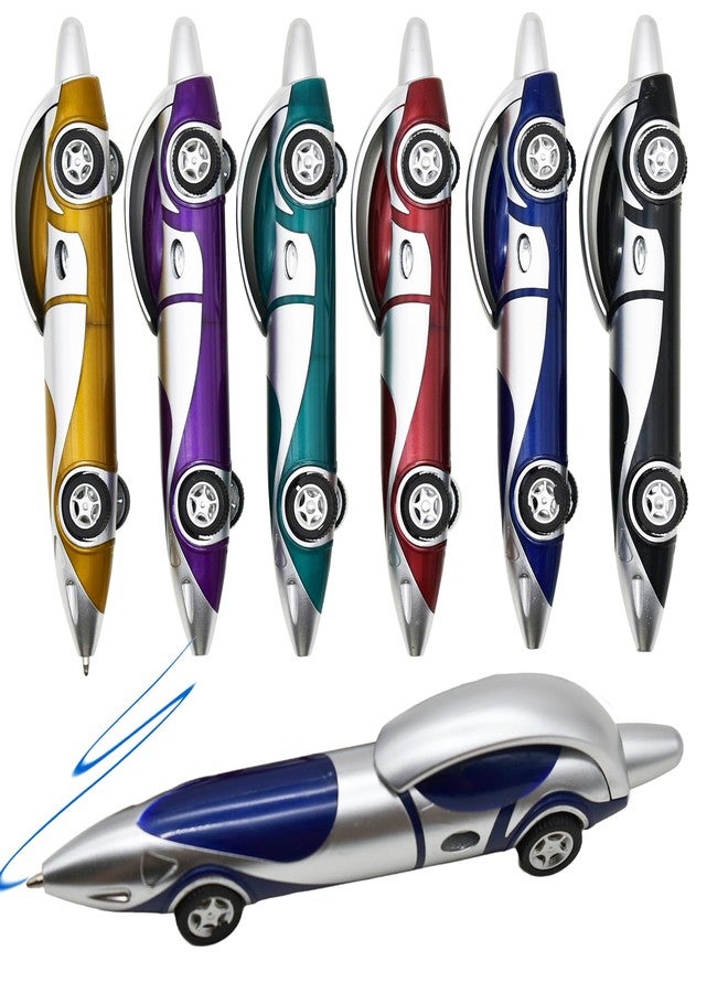 Lopenle 6Pcs Race Car Pens - Novelty Ballpoint Pens with Clip, 6 Assorted Colors (Blue Ink), Creative Car Shape Pens for Office, Party Favors, Gift Idea - Image 1