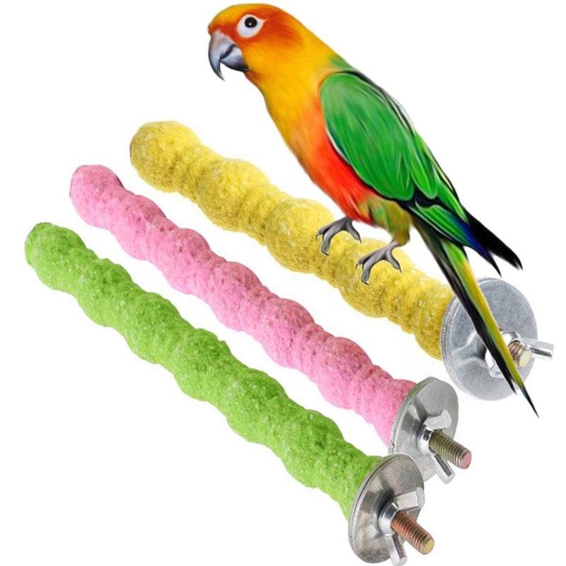 kathson 3PCS Bird Perch Parrot Stand Cage Accessories Natural Wooden Stick Paw Grinding Roughsurfaced Chew Toy for Cockatiels Cockatoo Lorikeet Conure Parakeet Random Color787inch - Image 2
