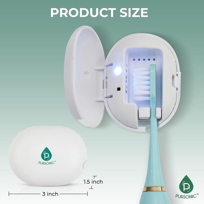Pursonic Portable UV Toothbrush Sanitizer Case – Rechargeable Toothbrush Cleaner with UV Light & Magnetic Mounting – Compact, Hygienic & Long-Lasting (30-Day Battery) for Home & Travel (White) - Image 4