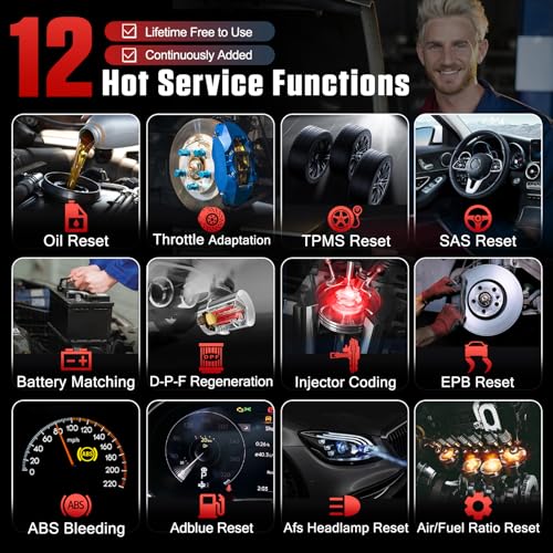 LAUNCH CRP129I V2.0 OBD2 Scanner, 2025 Lifetime Free Update Scan Tool with 12 Reset, ABS Bleeding/TPMS/Oil/EPB/SAS/BMS/Adblue/Headlamp/Throttle Reset, Injector Coding, Auto VIN, Battery Test - Image 3