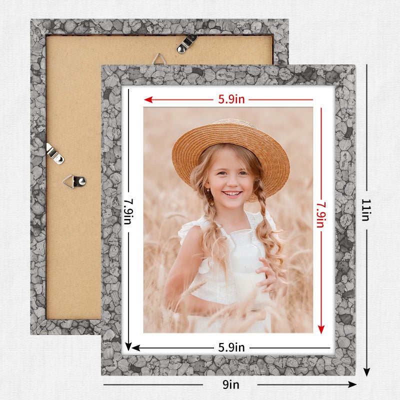 ORIVAN 8x10 Picture Frame Wood Display Picture 6x8 with Mat or 8x10 without Mat Stone Grey Photo Frame for Wall and Tabletop Decoration - Image 2
