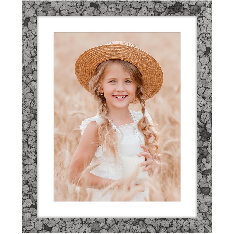 ORIVAN 8x10 Picture Frame Wood Display Picture 6x8 with Mat or 8x10 without Mat Stone Grey Photo Frame for Wall and Tabletop Decoration - Image 1