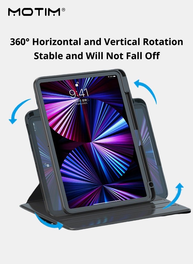 Motim iPad mini 7/6 Rotating Case with Pencil Holder, iPad mini 7/6 Cover (2024/2021), 360 Degree Rotation Protective Stand Cover Clear Hard Back Cover, Auto Wake/Sleep Function - Image 2