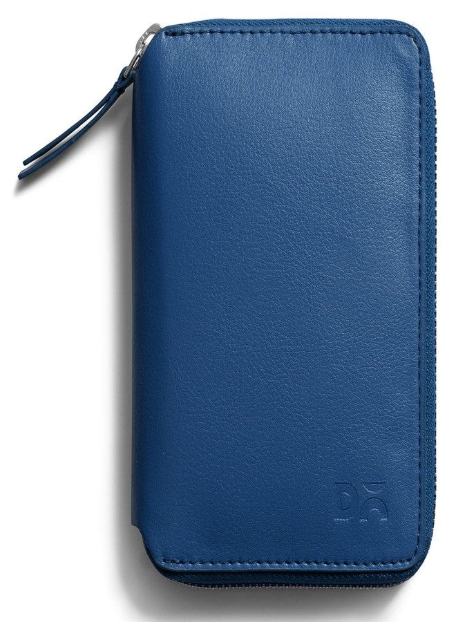 دايلي أوبجيكتز محفظة جواز سفر DailyObjects Check-In للسفر للرجال والنساء | غطاء جواز سفر بسحاب محيطي مصنوع من الجلد النباتي | حامل جواز سفر مزود بفتحات لبطاقات الائتمان والخصم - أزرق - Image 1