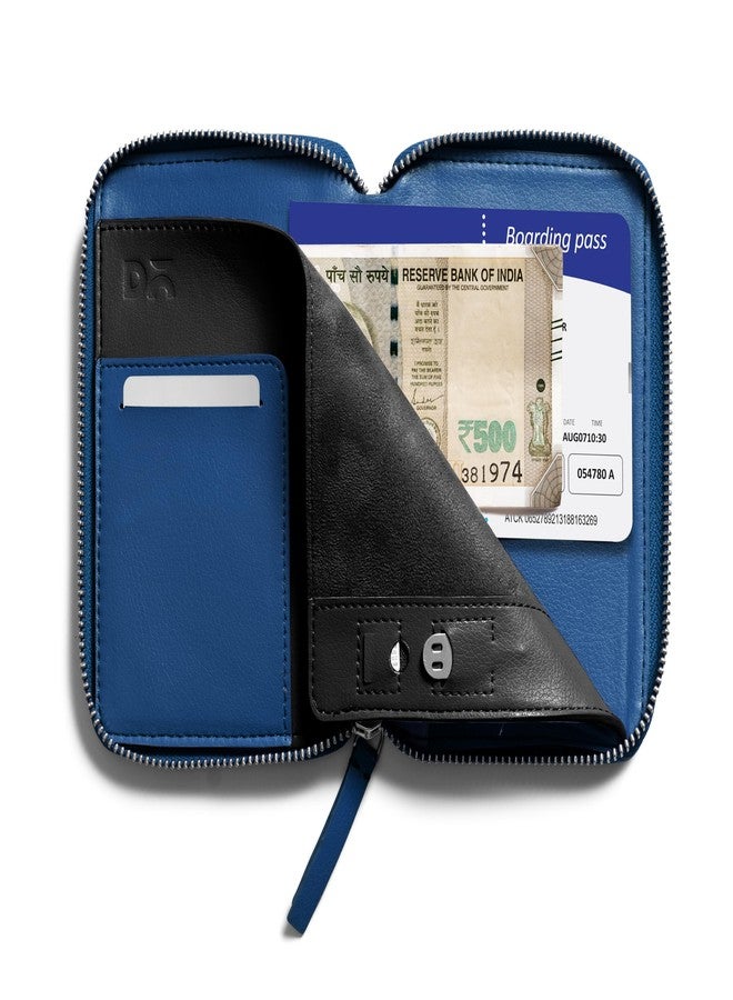 دايلي أوبجيكتز محفظة جواز سفر DailyObjects Check-In للسفر للرجال والنساء | غطاء جواز سفر بسحاب محيطي مصنوع من الجلد النباتي | حامل جواز سفر مزود بفتحات لبطاقات الائتمان والخصم - أزرق - Image 5