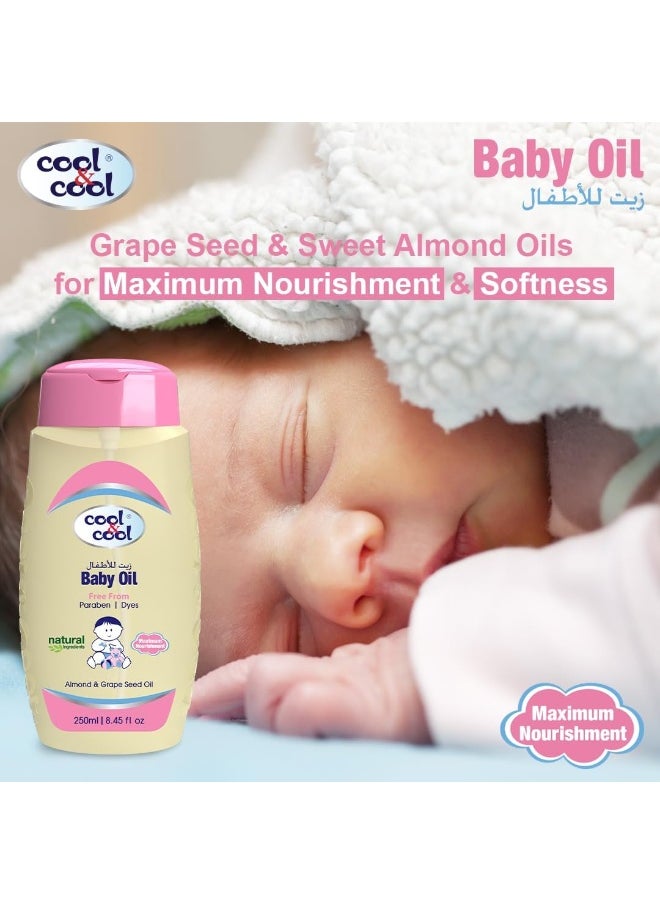 Cool & Cool Enriched With Vitamin E and Grape Seed Baby Oil For Gentle Hydration 250ML - Paraben Free  - Image 2