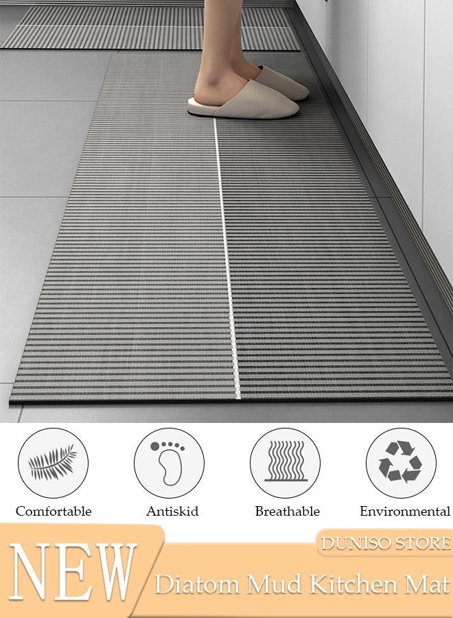 DUNISO Diatom Mud Bath Mat Set Bathroom Kitchen Rug Mat Extra Soft and Absorbent Bath Rugs Non-Slip Quick Drying Floor Bath Tub Mat for Bathroom Floor Tub and Shower 40*60cm/40*120cm - Image 1