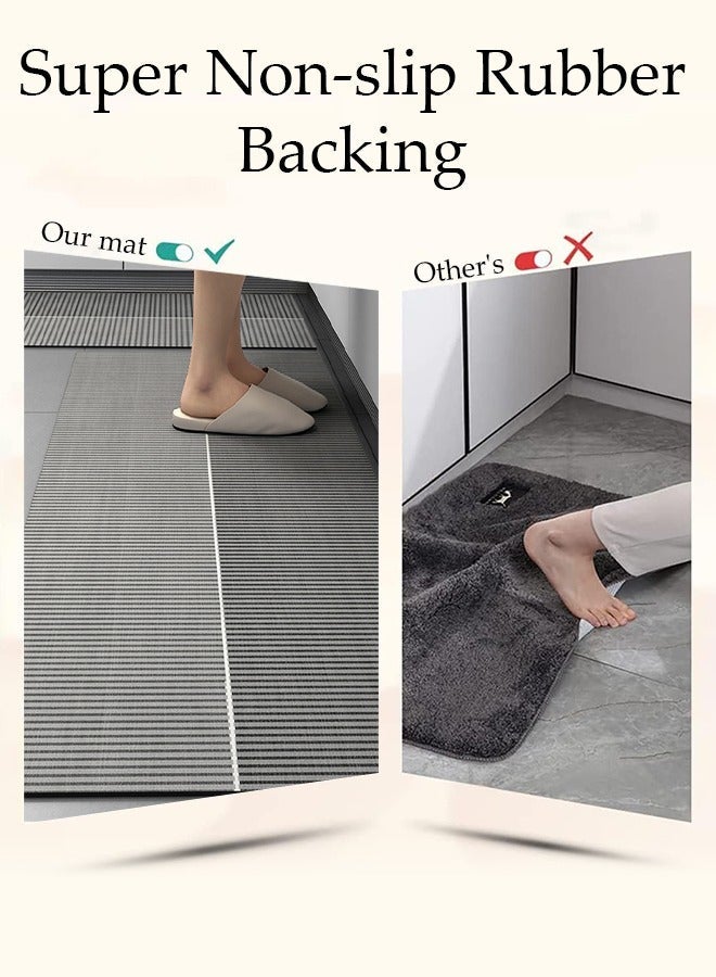 DUNISO Diatom Mud Bath Mat Set Bathroom Kitchen Rug Mat Extra Soft and Absorbent Bath Rugs Non-Slip Quick Drying Floor Bath Tub Mat for Bathroom Floor Tub and Shower 40*60cm/40*120cm - Image 2