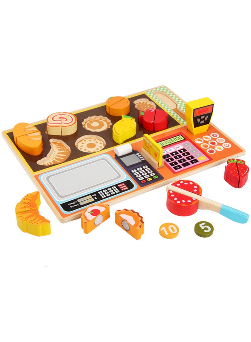 مجموعة ألعاب تعليمية لمطبخ محاكاة خشبية للأطفال (مزيج متجر الفاكهة) - Image 1