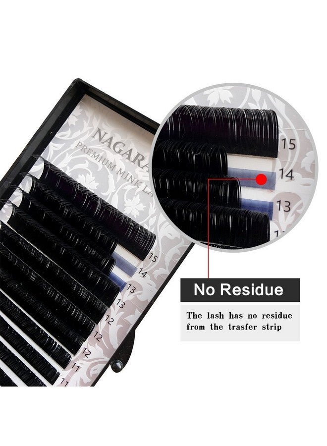 NAGARAKU Eyelash Extensions Individual Lashes 0.12Mm C Curl 7-15Mm Mix Tray Classic Matte Black Natural Faux Mink 16 Rows - Image 3