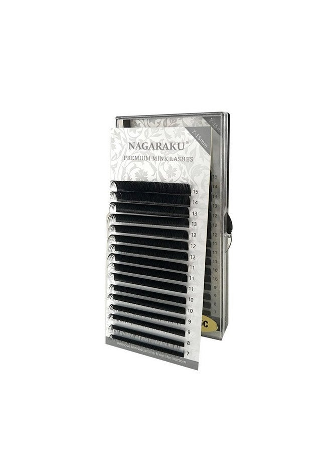 NAGARAKU Eyelash Extensions Individual Lashes 0.12Mm C Curl 7-15Mm Mix Tray Classic Matte Black Natural Faux Mink 16 Rows - Image 1