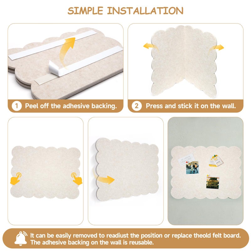 FEMST Felt Bulletin Board 24" x 18" Cork Board Alternative,Decorative Felt Pin Board Foldable Cork Boards for Walls Self-Adhesive Cork Board for Home Office Classroom Pin Board (Oatmeal) - Image 5