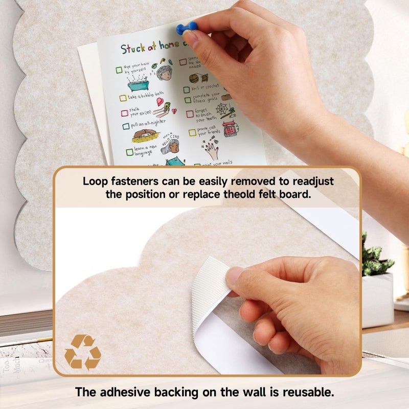 FEMST Felt Bulletin Board 24" x 18" Cork Board Alternative,Decorative Felt Pin Board Foldable Cork Boards for Walls Self-Adhesive Cork Board for Home Office Classroom Pin Board (Oatmeal) - Image 3