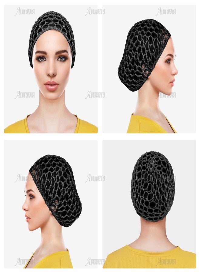 AUEAR, Mesh Crochet Hair Net Thick Short Snoods Cover Women Hairnet for Sleeping (6 Pack, Black) - Image 5