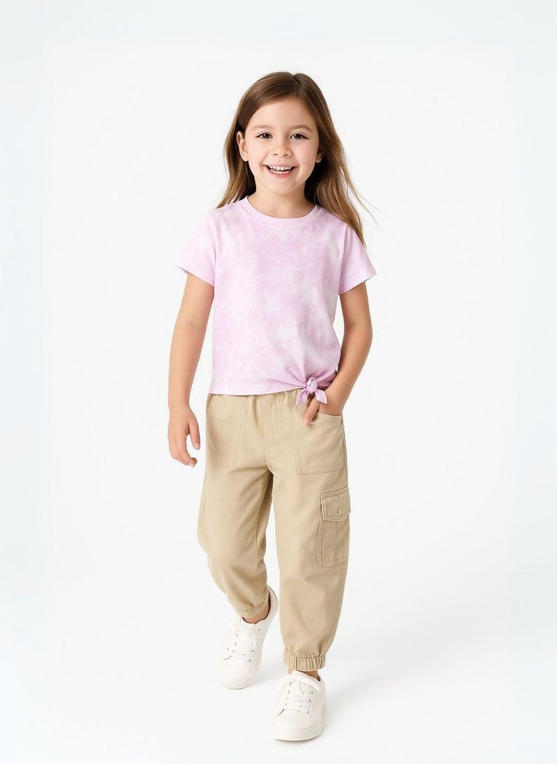 مينوتي تيشيرت بناتي بأكمام قصيرة وتفاصيل لامعة - Image 1