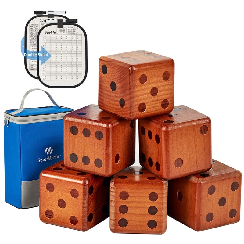 SpeedArmis Giant Wooden Yard Dice Set Large Lawn yatzee Game with Scoreboard Outdoor Beach Backyard Games for Teens Adults Family Including Carry Bag - Image 4