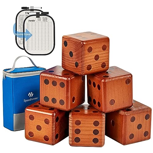 SpeedArmis Giant Wooden Yard Dice Set Large Lawn yatzee Game with Scoreboard Outdoor Beach Backyard Games for Teens Adults Family Including Carry Bag - Image 1