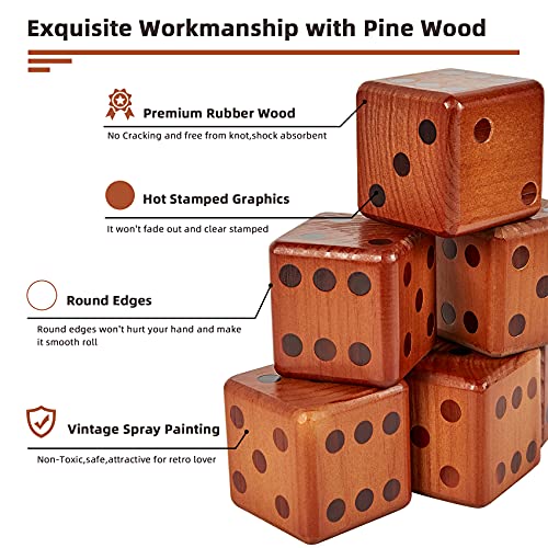 SpeedArmis Giant Wooden Yard Dice Set Large Lawn yatzee Game with Scoreboard Outdoor Beach Backyard Games for Teens Adults Family Including Carry Bag - Image 5