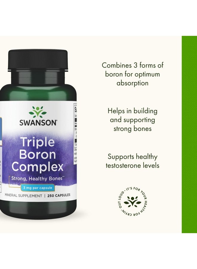 Swanson Triple Boron Complex - Natural Bone Health & Joint Support - Mineral Supplement Featuring Citrate, Aspartate & Glycinate - (250 Capsules) - Image 4