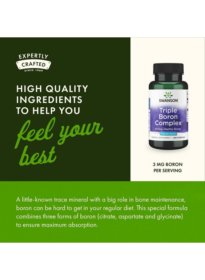 Swanson Triple Boron Complex - Natural Bone Health & Joint Support - Mineral Supplement Featuring Citrate, Aspartate & Glycinate - (250 Capsules) - Image 5