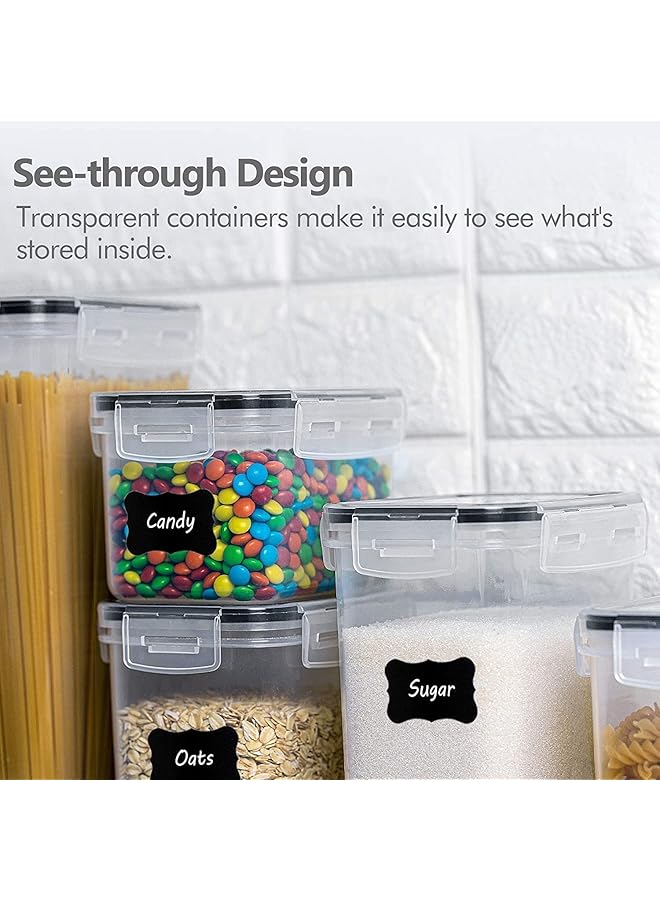 أكس سبرينج مجموعة حاويات تخزين الطعام المحكمة الإغلاق، 16 قطعة من حاويات تخزين الطعام الشفافة مع غطاء، حاويات الحبوب والوجبات الخفيفة مع ملصقات وملعقة صغيرة لتنظيم مخزن المطبخ والتخزين - Image 4