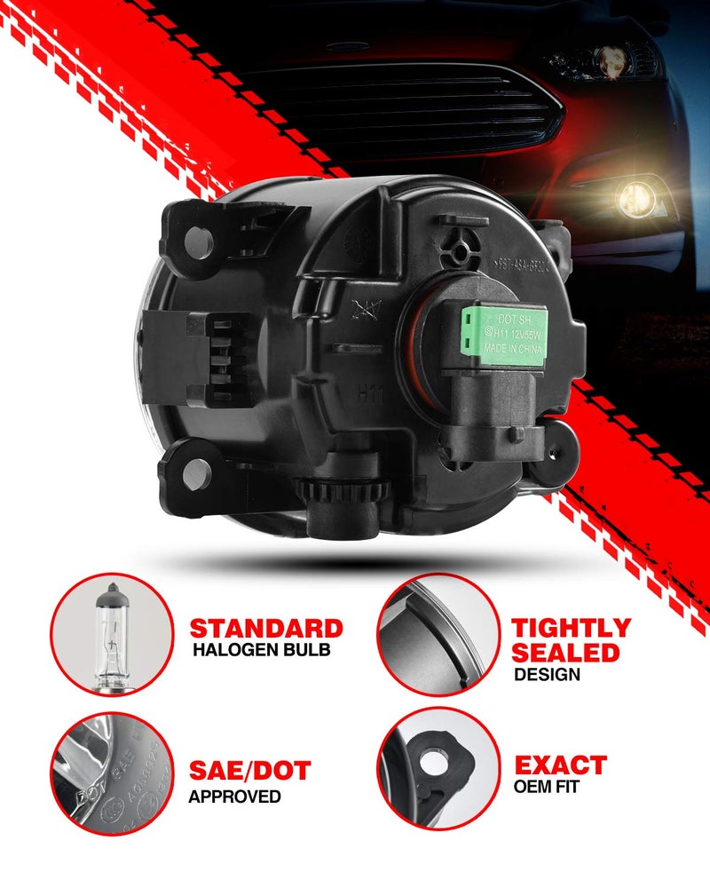 Torchbeam Fog Light Assembly for 33900STKA11 4F9Z15200AA with H11 12V 55W Halogen Bulbs for Accord, Xterra, Clear Lens - Image 3