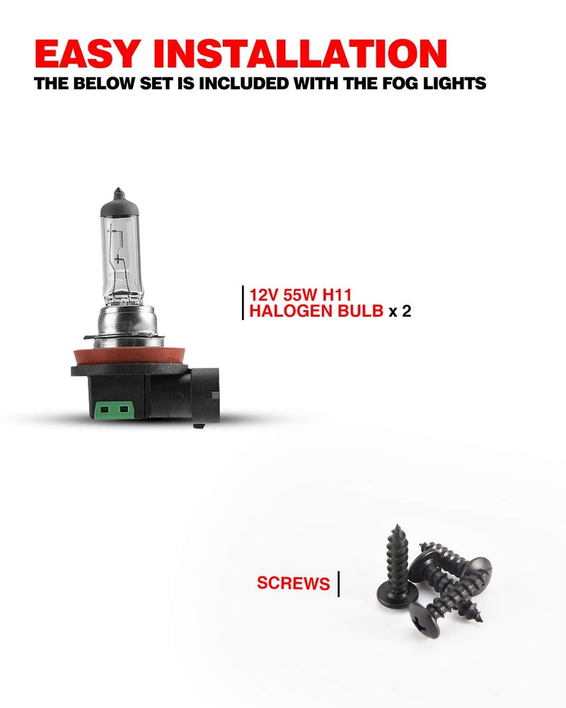 Torchbeam Fog Light Assembly for 33900STKA11 4F9Z15200AA with H11 12V 55W Halogen Bulbs for Accord, Xterra, Clear Lens - Image 4