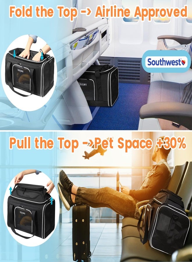 Petskd Top-Expandable Pet Carrier 18x13x9.5 Inches Southwest Airline Approved, Soft-Sided Carrier for Small Cats and Dogs with Locking Safety Zippers and Anti-Scratch Mesh(Black) - Image 2