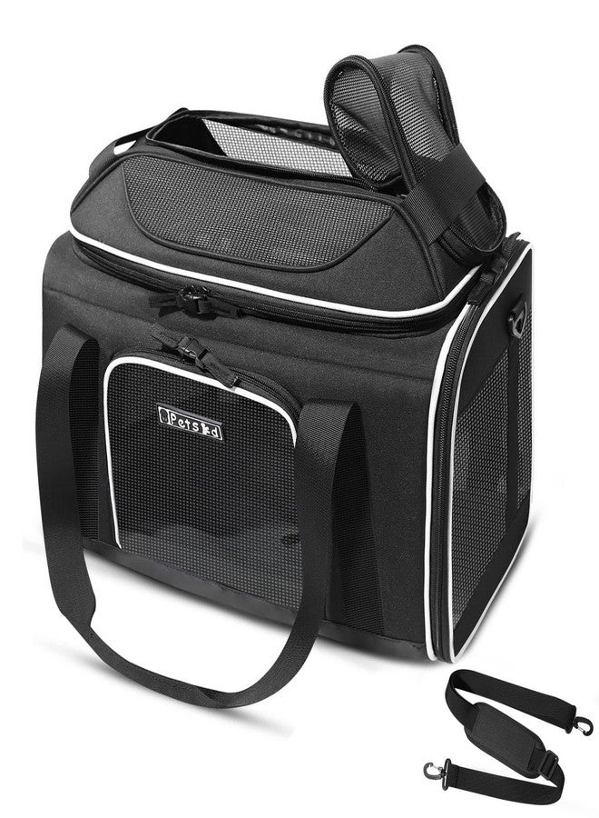 Petskd Top-Expandable Pet Carrier 18x13x9.5 Inches Southwest Airline Approved, Soft-Sided Carrier for Small Cats and Dogs with Locking Safety Zippers and Anti-Scratch Mesh(Black) - Image 1