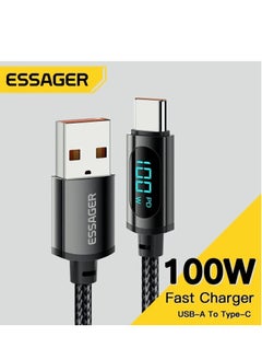 ESSAGER Ultra-Durable High Speed Charging 100W 7A And Syncing Data Display screen USB to USB-C Cable  - Image 1