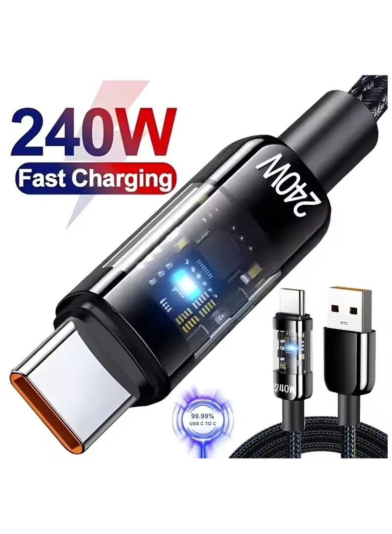 كابل شحن سريع بقوة 240 وات USB-A - نايلون مضفر فائق المتانة مع تقنية الفصل التلقائي - Image 1